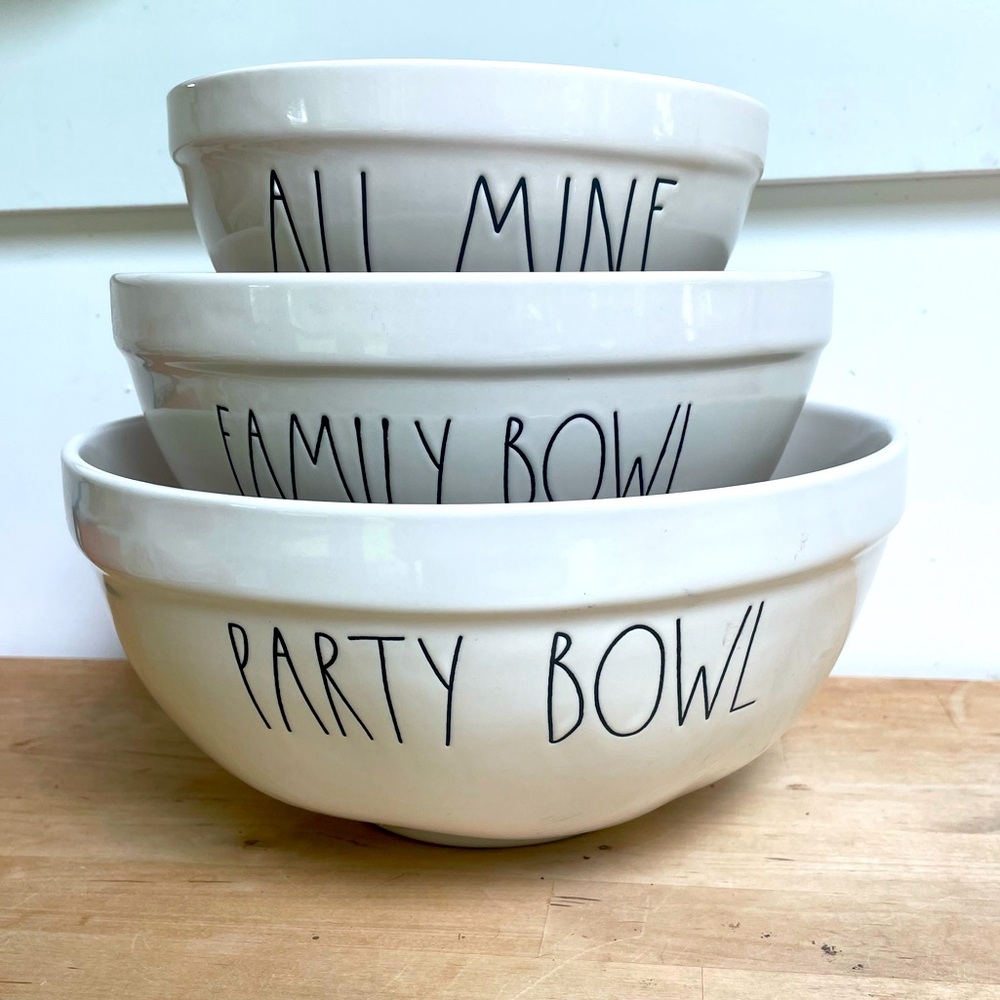 NEW Rae Dunn Ceramic Party Bowl, Family Bowl, All Mine Mixing Bowl Set